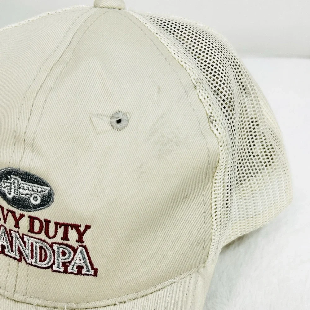 Heavy Duty Grandpa Trucker Wordmark Hat Cap Adjustable Snapback Beige Outdoors‎